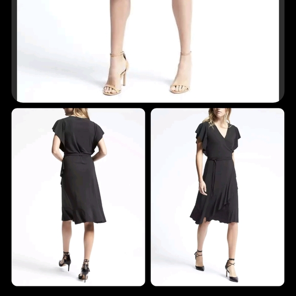 Banana Republic Blue Wrap Flounce Dress Women's Small Tall ST - Picture 2 of 2